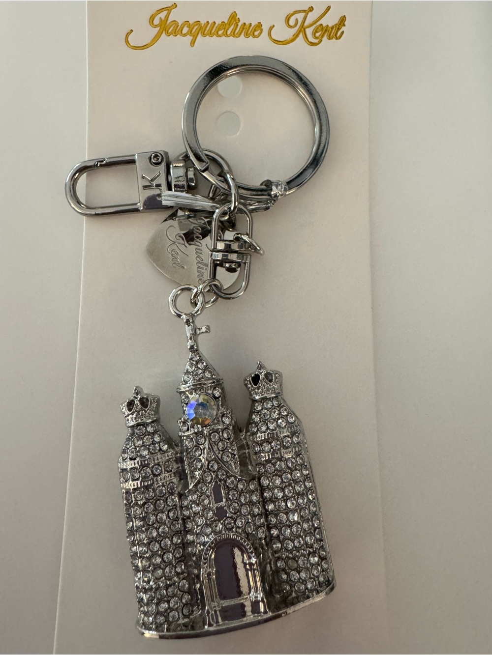Jacqueline Kent Silver Crystal Castle Keychain
